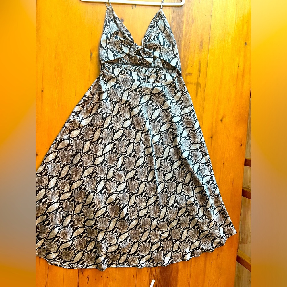 Vici silk, cut out, snake print dress